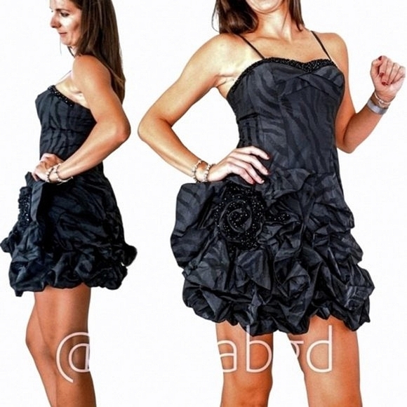 Alberto Makali Dresses & Skirts - Alberto Makali Animal Print Strapless Sweetheart Neckilne Beaded Puffy Dress